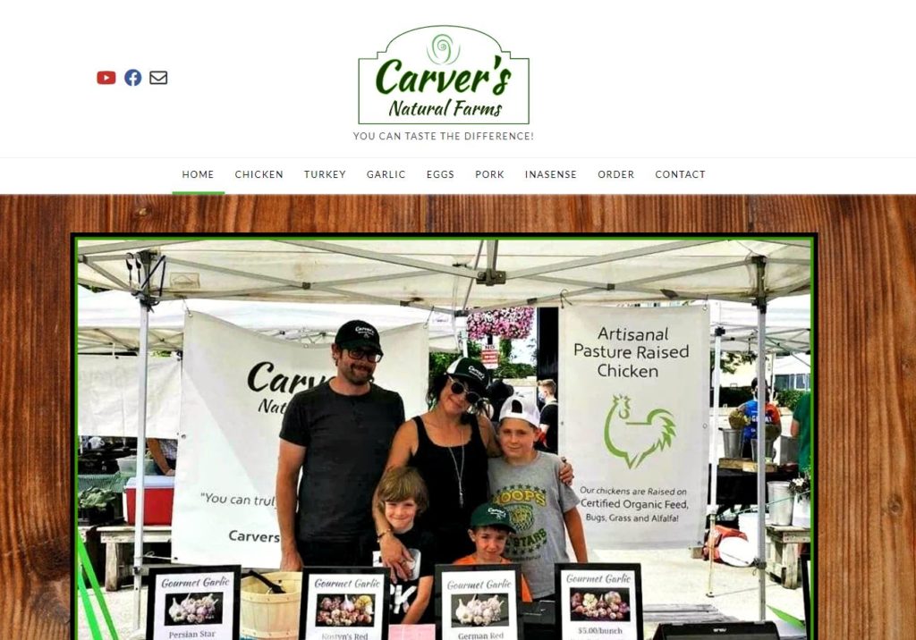 Carver’s Natural Farms website from the Mediatopia portfolio